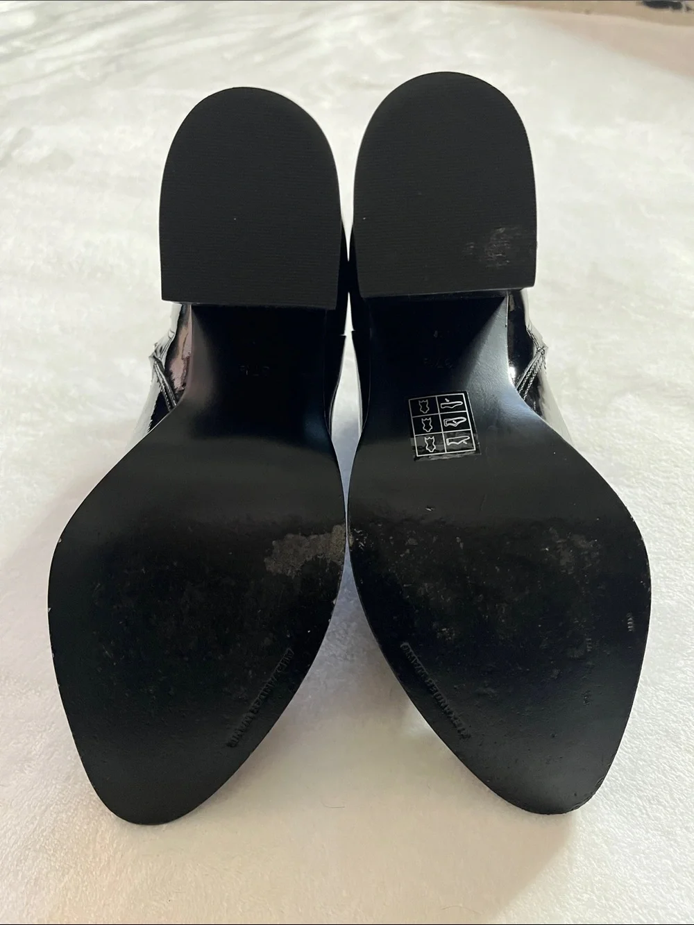 Alexander Wang 7.5 Black Patent leather Gabi Boots cut out block heel rose gold